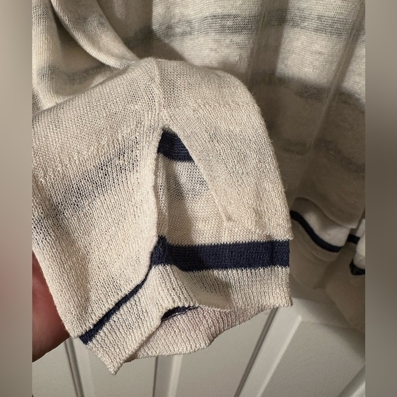 EILEEN FISHER Layered Linen Blend Layered Stripe Nautical LG Asymmetrical Hem - Picture 6 of 12